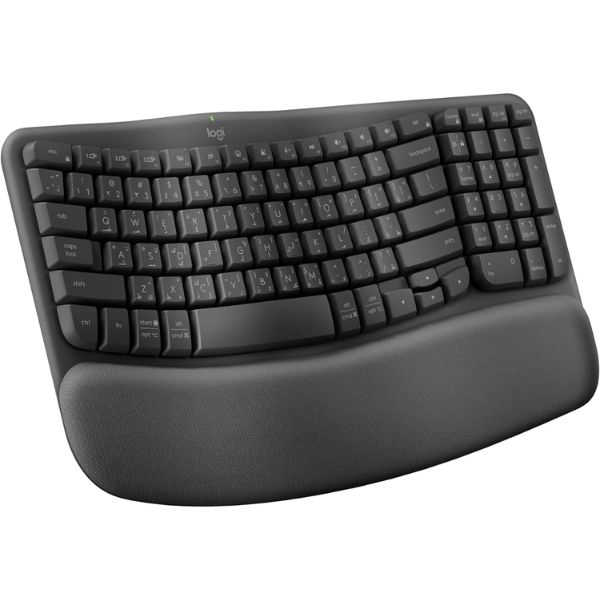 

Logitech Wave Keys Wireless Ergonomic Keyboard with Cushioned Palm Rest| Comfortable Natural Typing| Easy-Switch| Bluetooth| Logi Bolt Receiver, fo...