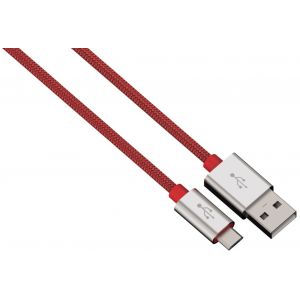 Hama 1mtr Color Line Charging/Sync Cable| Lightning Aluminium | Red
