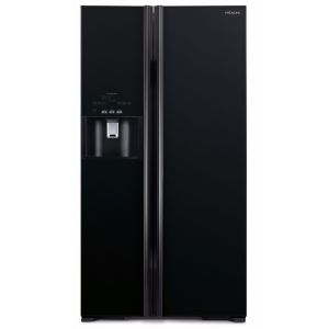 Hitachi 700ltr Side by Side Glass Refrigerator, RS700GPUK2GBK, Glass Black