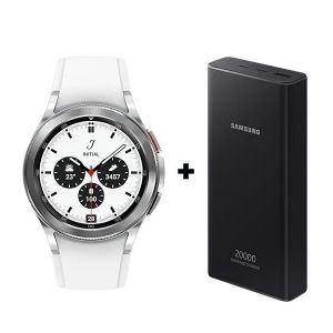 Samsung Galaxy Watch 4 Classic | 42mm | Fitness Tracker | Smart Watch and Power Bank Bundle Offer | Silver Color
