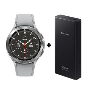 Samsung Galaxy Watch 4 Classic | 46mm | Fitness Tracker | Smart Watch and Power Bank Bundle Offer | Silver Color