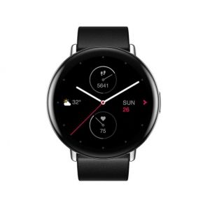 Zepp E Round Smart Watch A1936 | Leather Strap | Polar Night Black