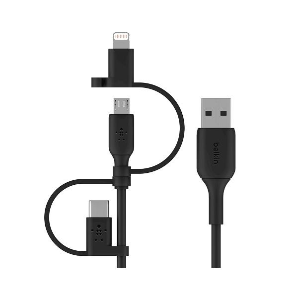 Buy Belkin Universal Cable | Micro-USB USB-C and Lightning Connector | BL-CBL-MUSB-LGT-USBC-1M | Black Color, Online at Best Price in Dubai, AbuDhabi, Arab Emirates | Eros